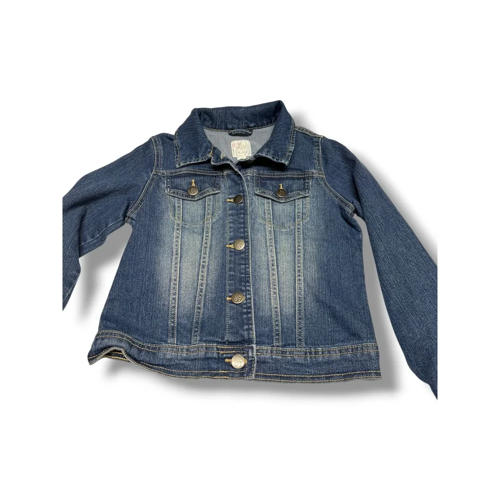 The Children's Place Kids Denim Trucker Jacket Blue Medium Wash Distressed 10/12